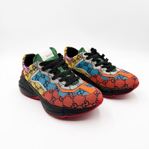 Gucci GG Canvas Rhyton Sneakers Trainers Multicolor EU 39 US 9 Chunky Sole - Picture 1 of 12